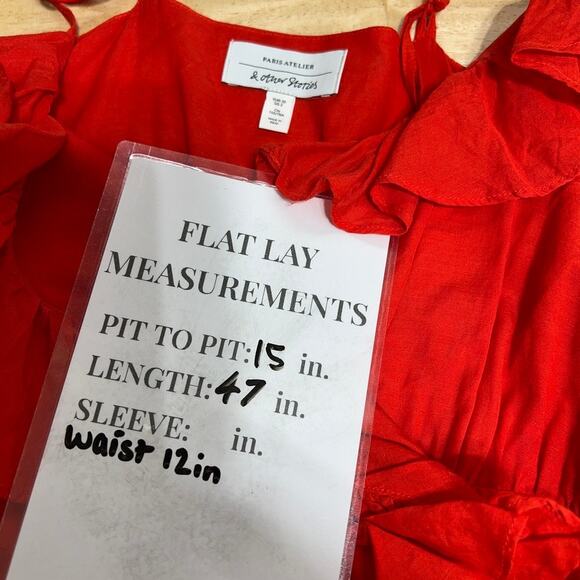 & Other Stories Red Romantic Flirty Ruffle Wrap Midi Dress Women's 2 Cocktail - Picture 11 of 11